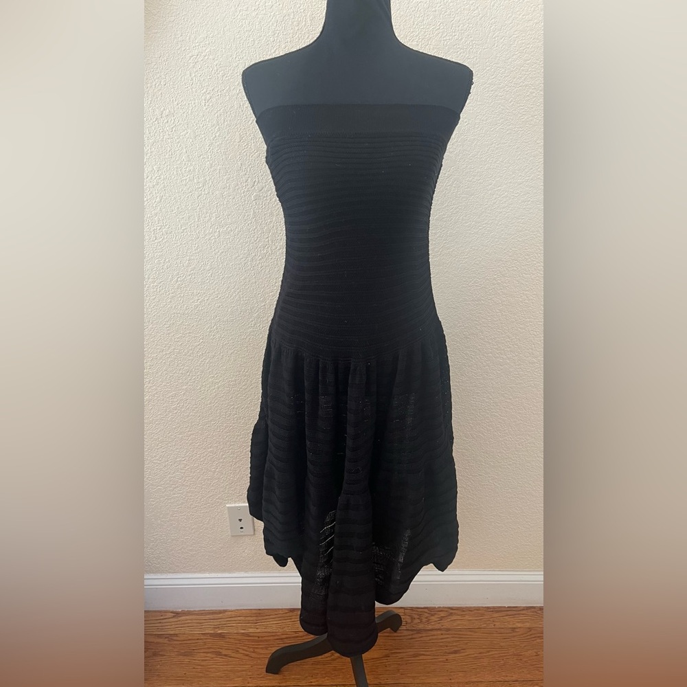 NWT Ioanna Kourbela Black Knit Strapless Drop Waist Dress Size XS-SM